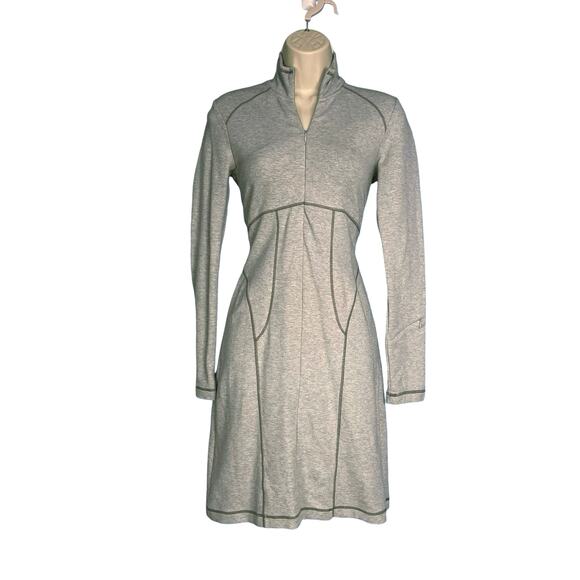 Athleta Cassidy Long Sleeve Half Zip Ponte Knit Dress Light Grey XXS - Picture 3 of 11
